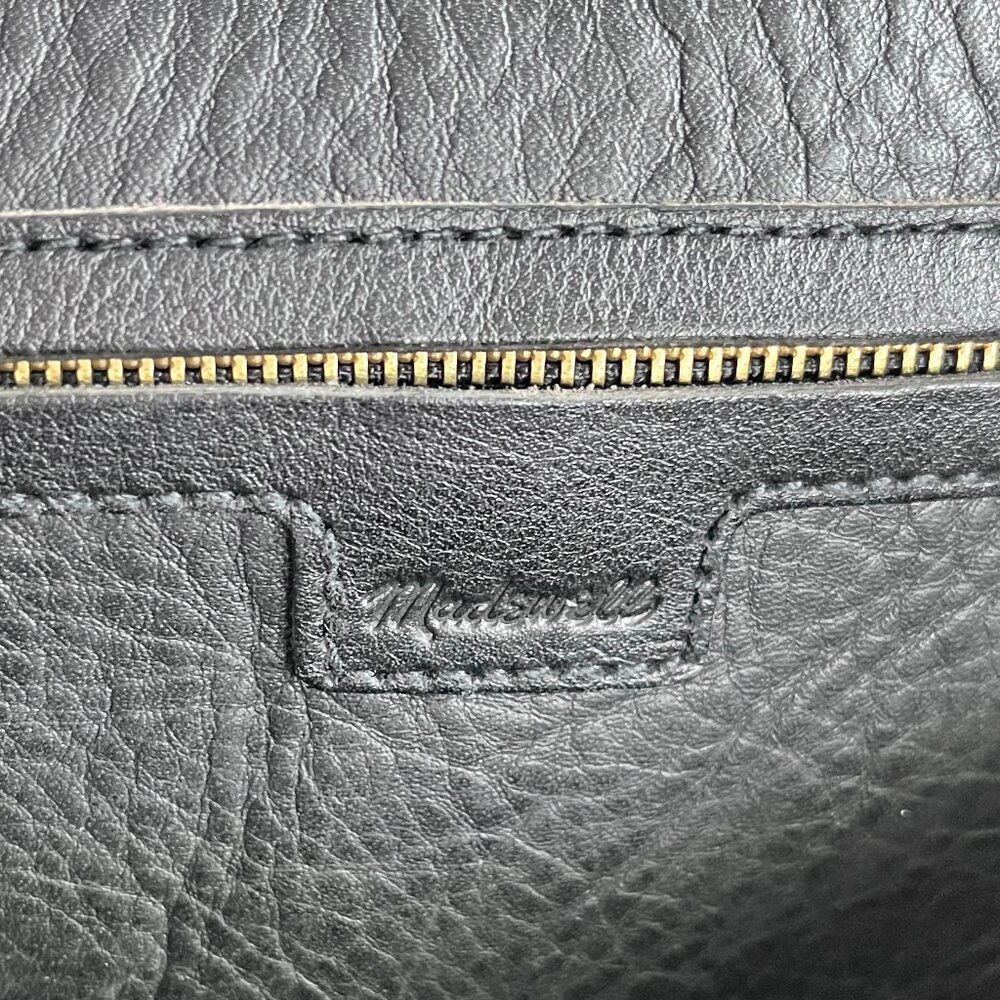 Madewell Medium Transport Tote Black Leather Open Top Shoulder Bag Classic - Picture 4 of 14